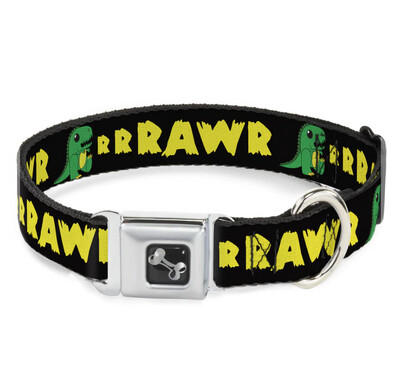 Buckle Down RRRRAWR Dinosaur Seatbelt Dog Collar