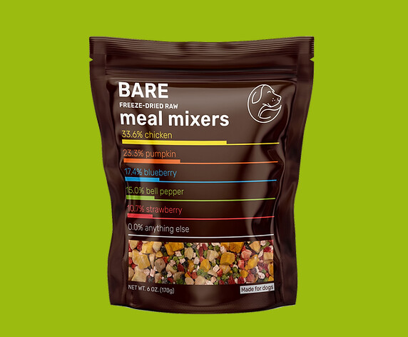 Bare Freeze Dried Raw Meal Mix-In Topper, Chicken, Size: 6oz Bag