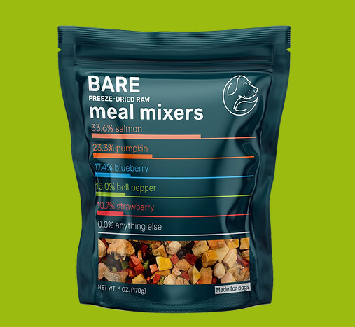 Bare Freeze Dried Raw Meal Mix-In Topper, Salmon, Size: 6oz Bag