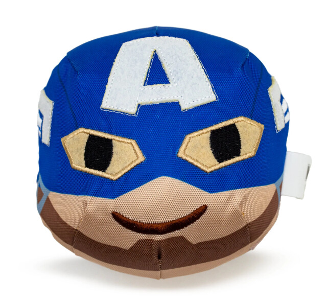 Captain America Smiling Face Round Blue Ballistic Squeaker Dog Toy