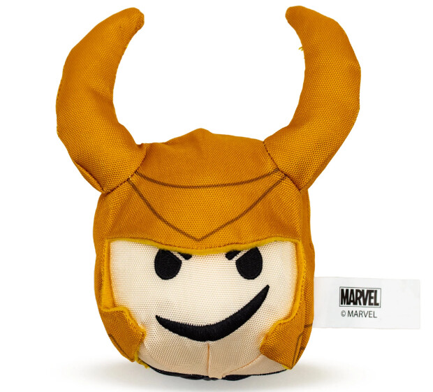 Loki Smirking Face Round Squeaker Plush Dog Toy