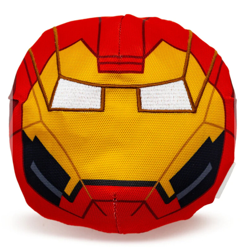 Iron Man Face Red Round Ballistic Squeaky Dog Toy