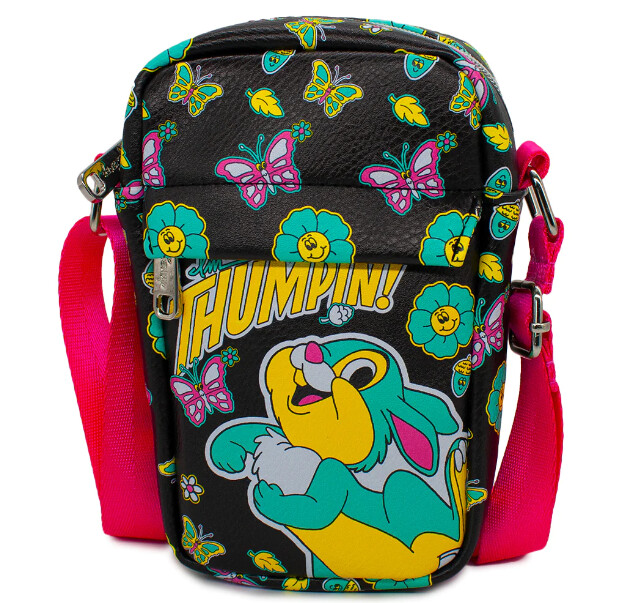 Disney Bambi Thumper I&#39;M THUMPIN  Crossbody Wallet Retro Pose Floral Collage