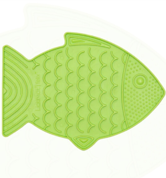 LickiMat Classic Felix, Cat Lick Mat, Fish Shape, Assorted, Color: Green