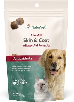 Naturvet, Aller-911 Allergy Aid, Skin &amp; Coat, Soft Chews 90ct