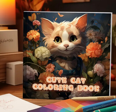 Cute Cat Coloring Book, 25 Pages