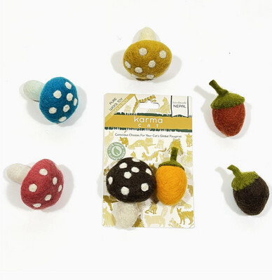 Karma Cat Wool Cat Toys, 2pak, Assorted