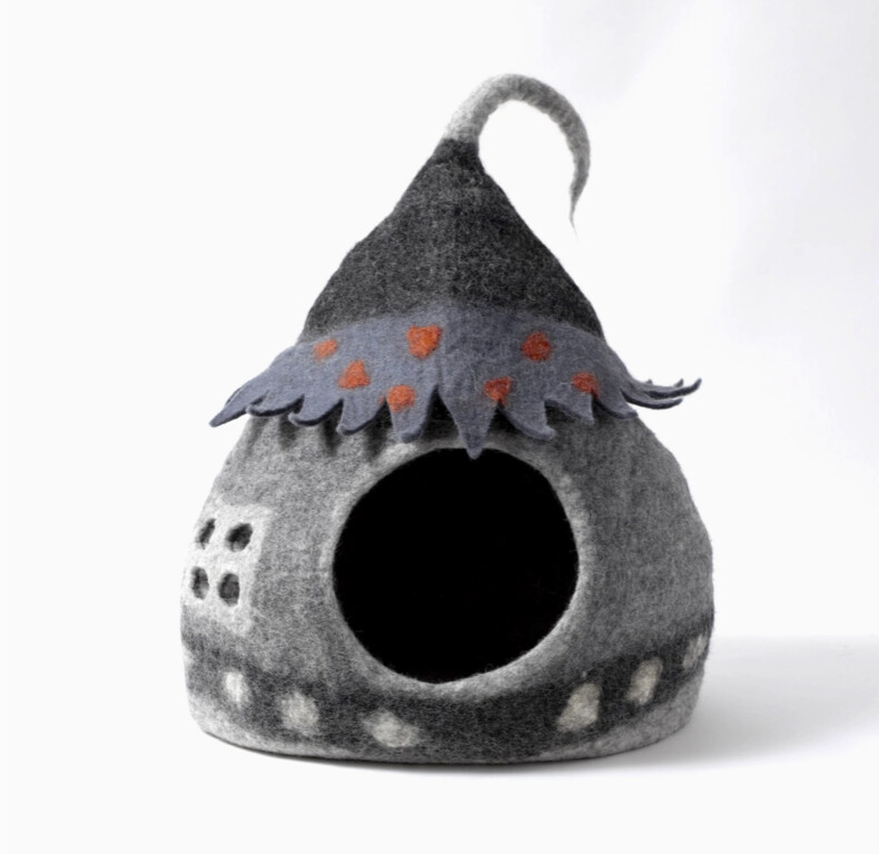 Fairy House Wool Pet Cave for Cats and Small Dogs, Color: Grey