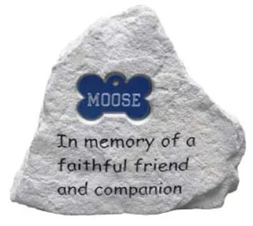 Pet Memorial Stone, Small, Tag Holder,, Design: Faithful Friend, Shape: Bone