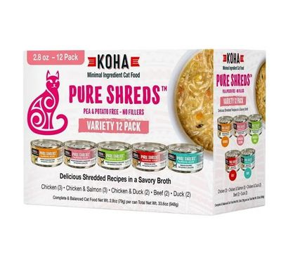 Koha Cat Pure Shreds Variety Pak 12 (2.8oz) Canned Food