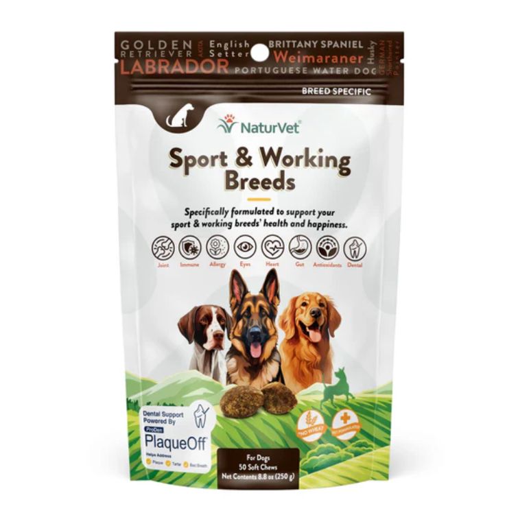 NaturVet Sport &amp; Working Dog Breed Specific Health Support, 50 Soft Chews