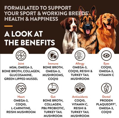 NaturVet Sport &amp; Working Dog Breed Specific Health Support, 50 Soft Chews