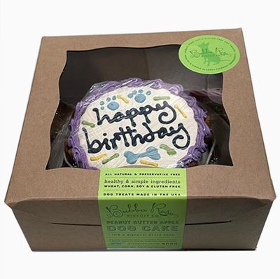 Peanut Butter Apple Birthday Cake for Dogs, 4in, Purple