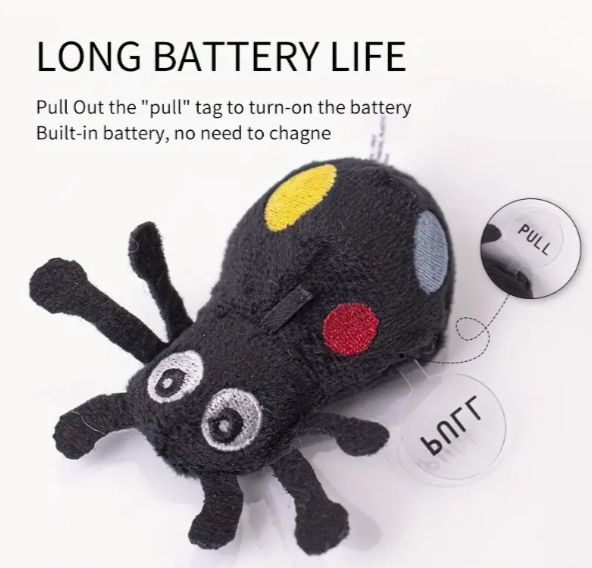 Bug Plush Cat Toy with Cricket Sound Maker, Animal: Beetle