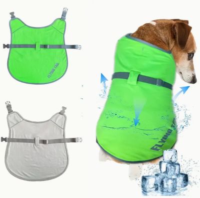 Flying Tail Cooling Shirt for Large Dogs with Buckles, Reversible, Color: Bright Green, Size: Large