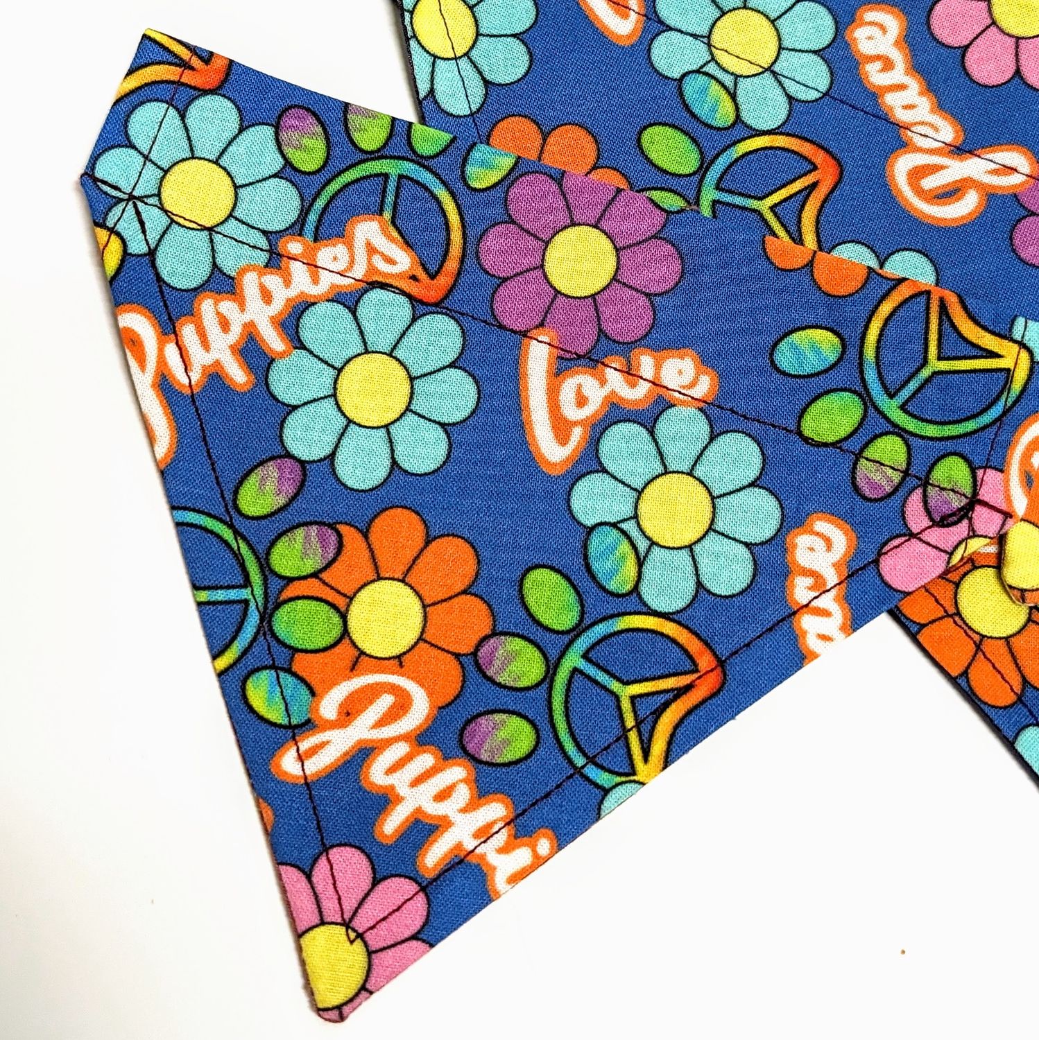Collar Bandana, Groovy Puppy Love, Blue, Design: Groovy Puppy Love, Size: XS