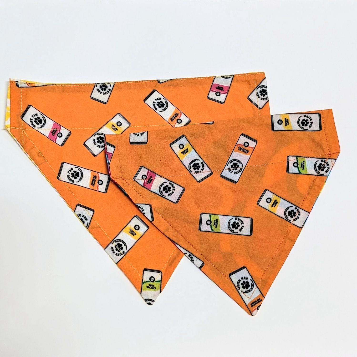 Collar Bandana, White Paw, Orange, Design: White Paw, Size: Medium