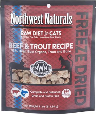 Northwest Naturals Cat Beef &amp; Trout Nibbles Freeze Dried Cat Food 11oz Bag