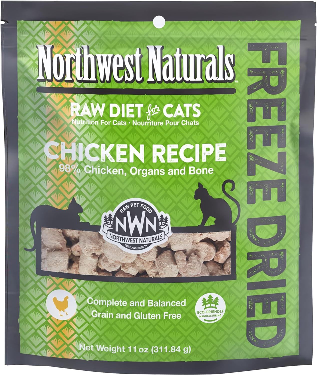 Northwest Naturals Cat Chicken Nibbles Freeze Dried Cat Food 11oz Bag