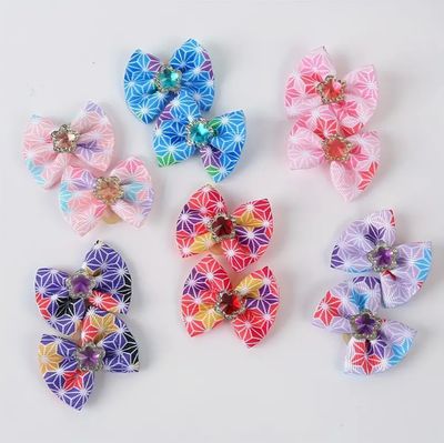 Spaceship Earth Small Pet Hair Bows with Rubber Band, Small to Medium Pets (1 pair) Assorted Colors