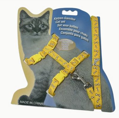 Simple All-Over Print Cat Harness &amp; Leash Set