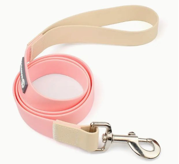 Two-Toned Leash, Durable Waterproof PVC, 4ft, Color: Cotton Candy Pink/Cream