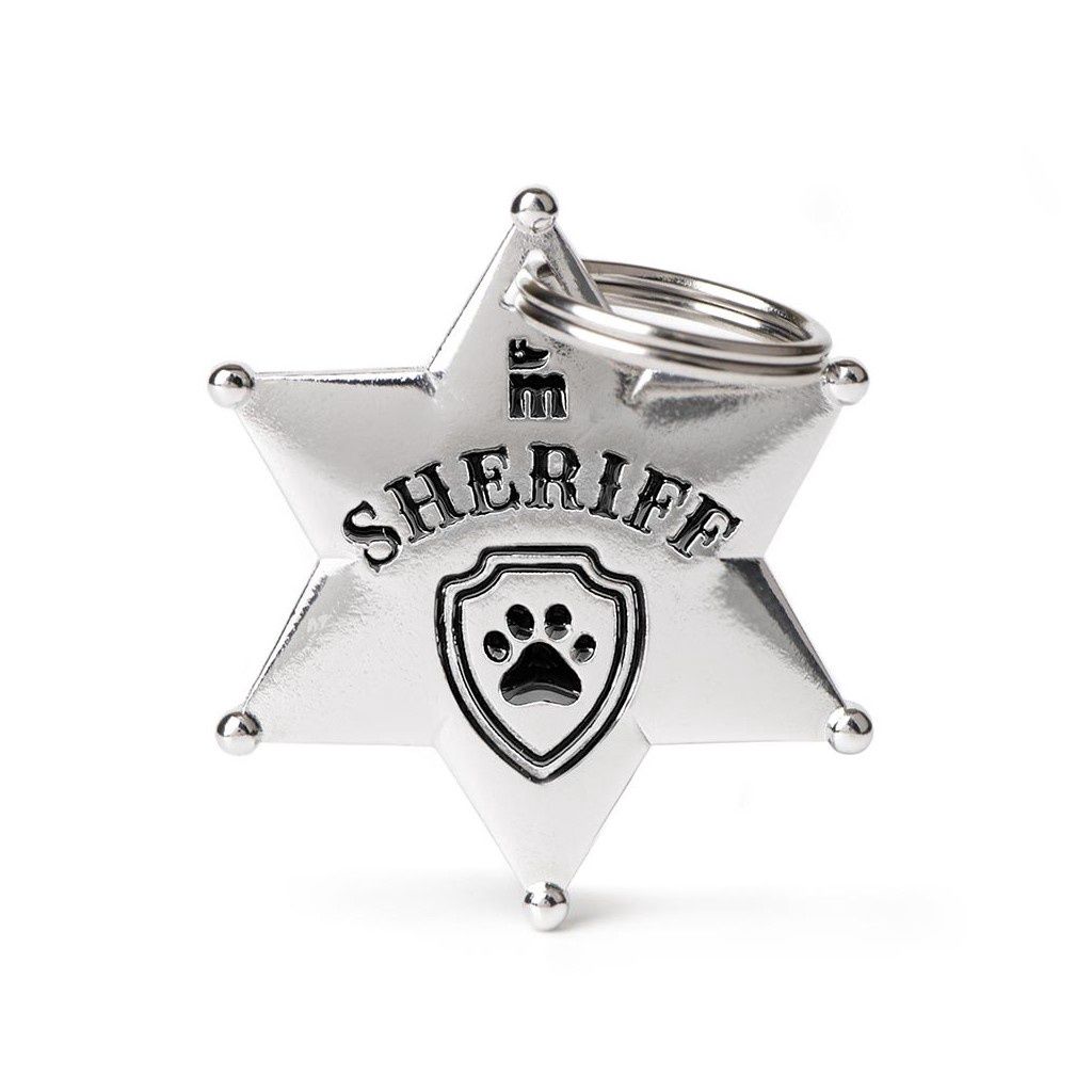 My Family Pet ID Tag Bronx Collection, Design: Sheriff Badge Antique Silver