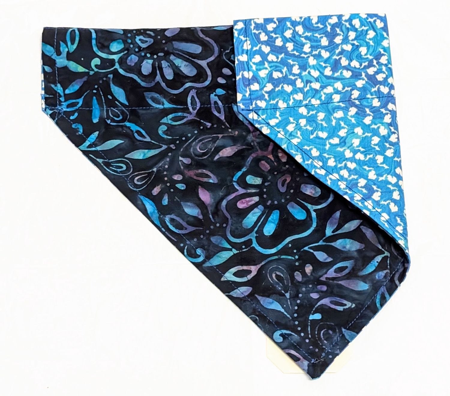 Collar Bandana, Mini Michigans, Blue, Design: Mini Michigans Blue, Size: XXL with Blue/Purple Florals Back