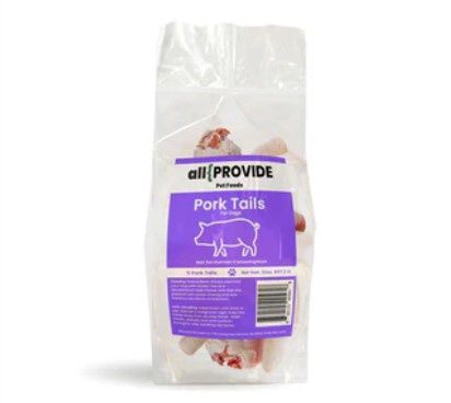 All Provide Frozen Pork Tail Dog Cat Treats, 5pak