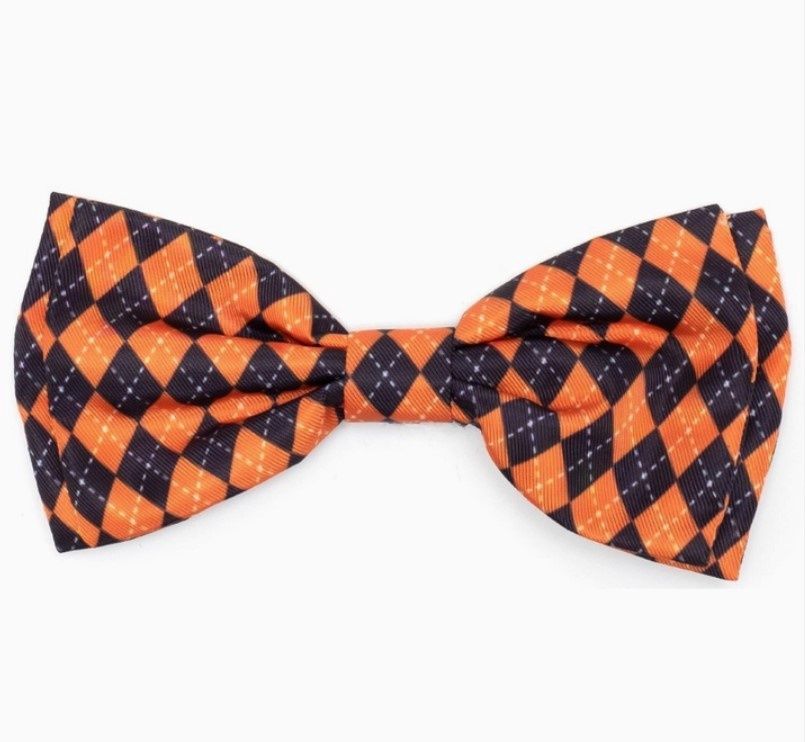 Halloween Argyle Bow Tie, Size: Large 5.5&quot;