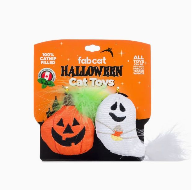 Halloween Ghost Pumpkin, 2-Pack Catnip Toy