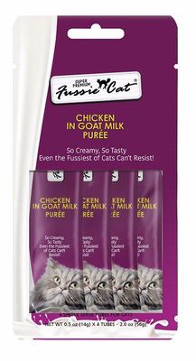 Fussie Cat Chicken in Goat Milk Treat, 4 Single Serving Tubes