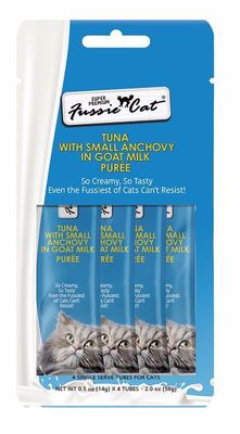 Fussie Cat Tuna with Small Anchovy in Goat Milk Treat, 4 Single Serving Tubes