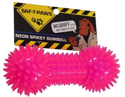 Saf-T-Paws Neon Spikey Dumbbell, Medium