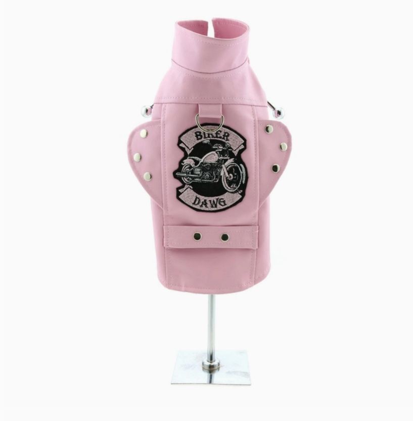 Biker Dawg Dog Vest, Color: Pink, Size: XS