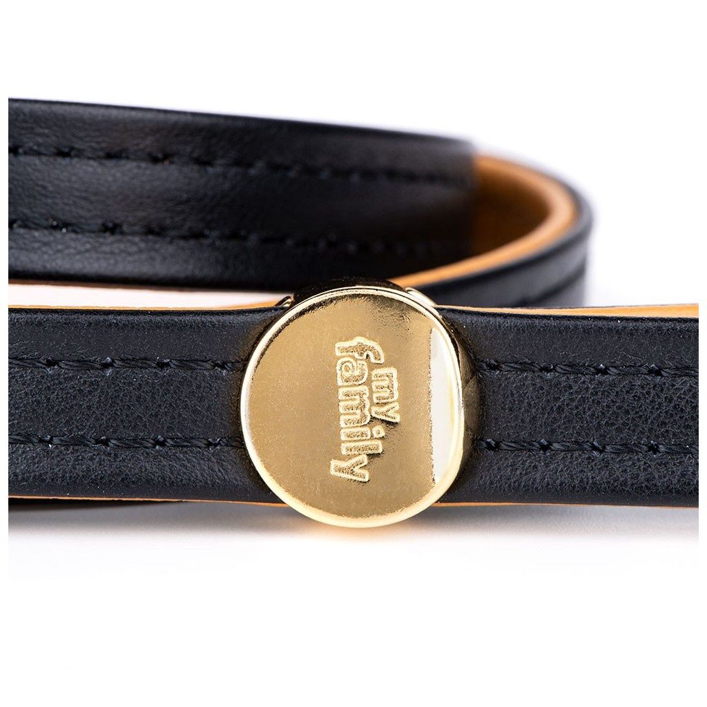 Hermitage 6ft Leash, Genuine Leather, Color: Black/Ochre