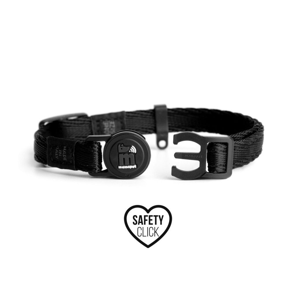 Memopet NFC Microchip Collar Collection for Cats, Colour: Black