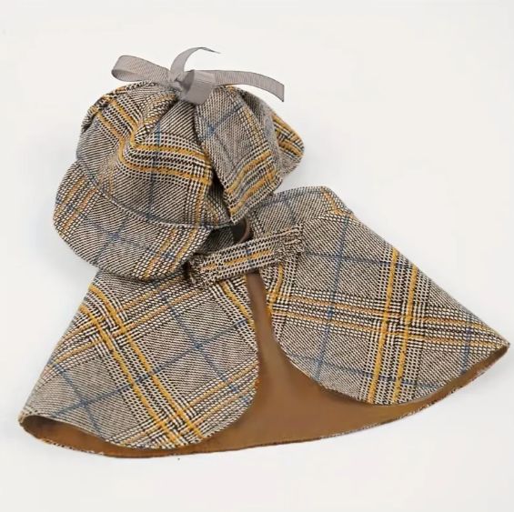 British Detective Style Plaid Cap and Hat Pet Costume