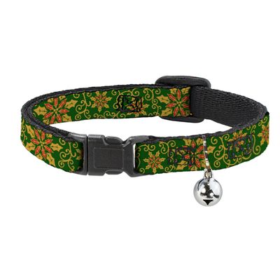 HOLIDAY HOLLY Green Gold Red Cat Collar