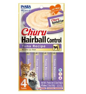 Inaba Cat Churu Hairball Tuna Puree Lickable Treats 4/pak