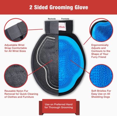 2 in 1 Pet Grooming Glove for Dogs &amp; Cats, Double Sided