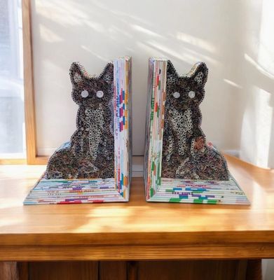 Cat Bookend, Recycled Paper, Large 1(each)