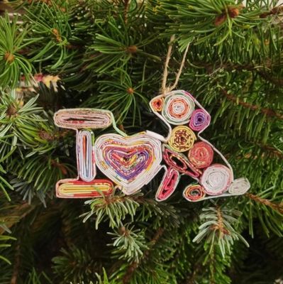I Love Dog Ornament, Recycled Paper