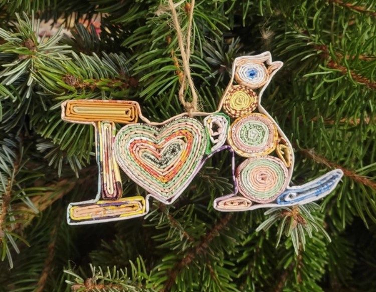I Love Cat Ornament, Recycled Paper