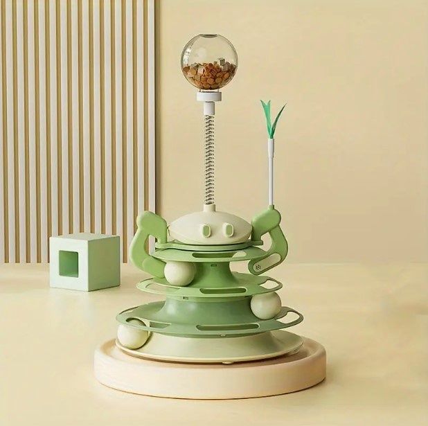 Alien Tower Ball Track Tower Treat Dispenser Cat Toy, Assorted Color