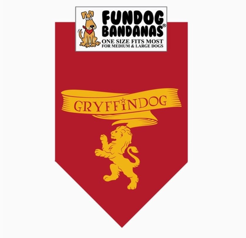 Wizarding World Dog House Bandana, Tie-on, Design: Gryffindog