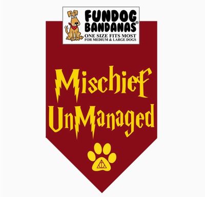 Mischief UnManaged Bandana, Tie-on, Red