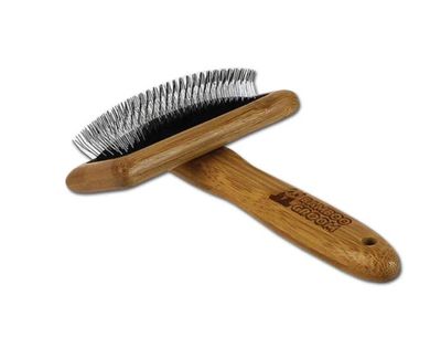 Bamboo Groom Soft Slicker Brush with Stainless Steel Pins for Medium Dogs
