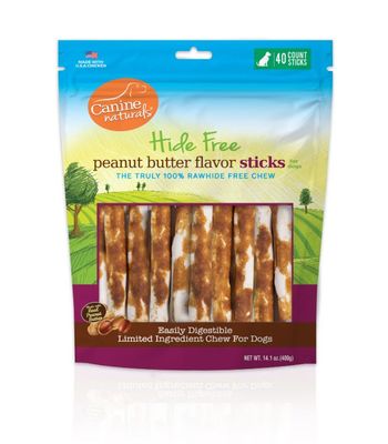 Canine Naturals Hide-Free Chicken with Peanut Butter 5in Dog Chew Sticks, Dog Treats