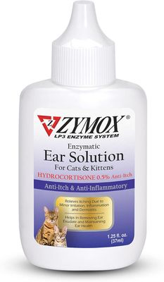 Zymox Enzymatic Ear Solution with .5% Hydrocortisone for Kittens and Cats, 1.25oz